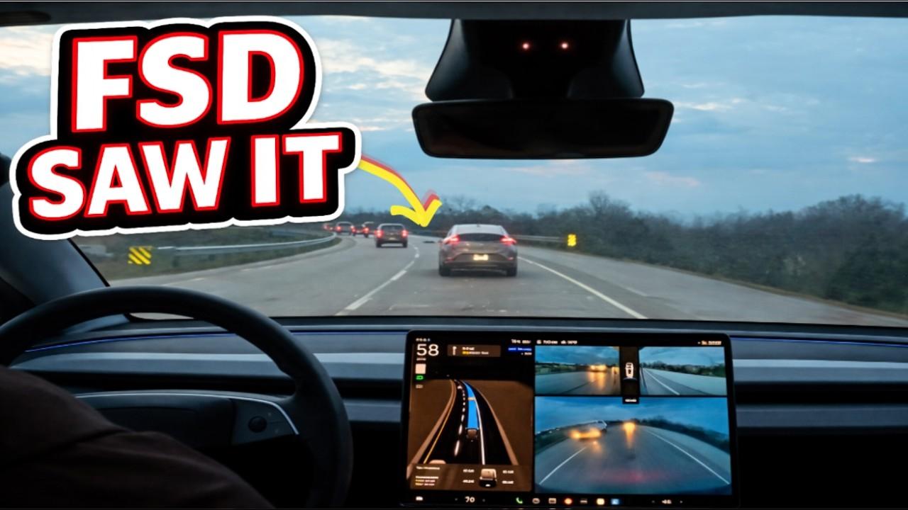 Tesla FSD Saw It — The Car Ahead SMASHED Into Debris
